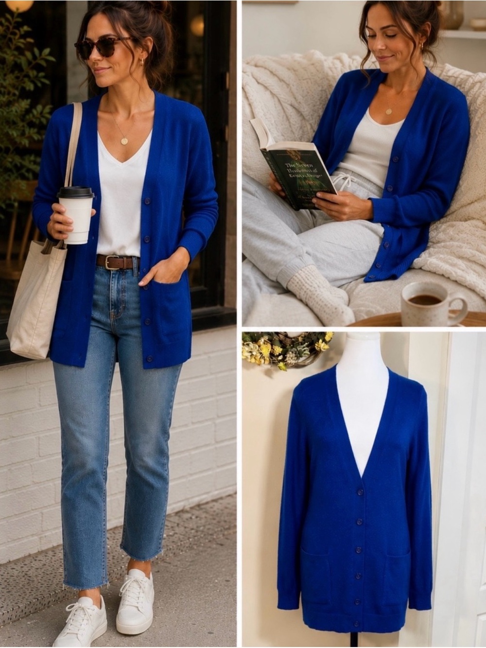 💥C by Bloomingdale's 100% Cashmere Button Up
Cardigan Sweater Pockets Sz L💛